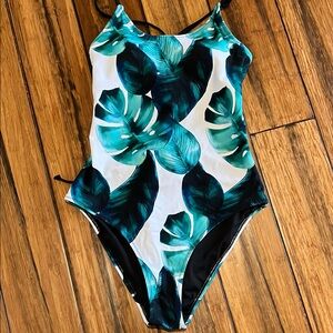 Tropical Leaf Print Swimsuit